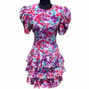 Vintage Jody California Puff Sleeve Ruffle Dress
